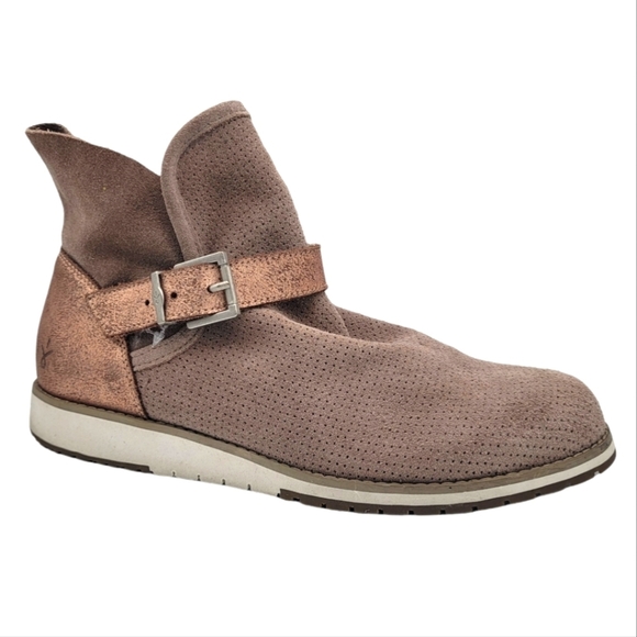 Emu Australia Suede Buckle Booties Size 7 Creme - Picture 1 of 6